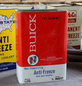 1950s era BUICK CAR ANTI FREEZE Old 1 gallon Tin Oil Can - Picture 1 of 6