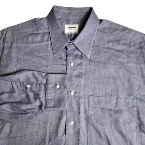 Camisa de Vestir Lorenzini Hecha en Italia Para Hombres 17 Azul Manga Larga Bolsillo 100% Algodón - Imagen 1 de 9
