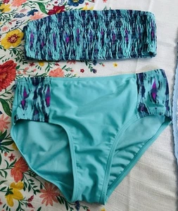 Justice Sz 18 Bathing Suit 2pc Halter top & Bikini Bottoms - Picture 1 of 4