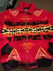 Vintage PENDLETON High Grade Red Black Western Wear Native Southwest Jacket L - Picture 1 of 5