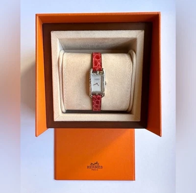 Reloj Hermès Nantucket Jete De Diamants Cuarzo Esfera Plateada Cuero Original Foto 1 de 4
