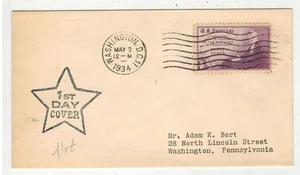 1937 MOTHER'S DAY WHISTLER'S MOTHER PERF 11 VARIETY 738 ADAM BERT STAR CACHET - Picture 1 of 1