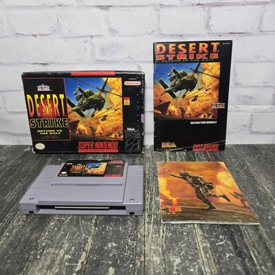 Desert Strike Return To The Gulf (Nintendo SNES, 1992) CIB Tested & Working  - Image 1 of 4
