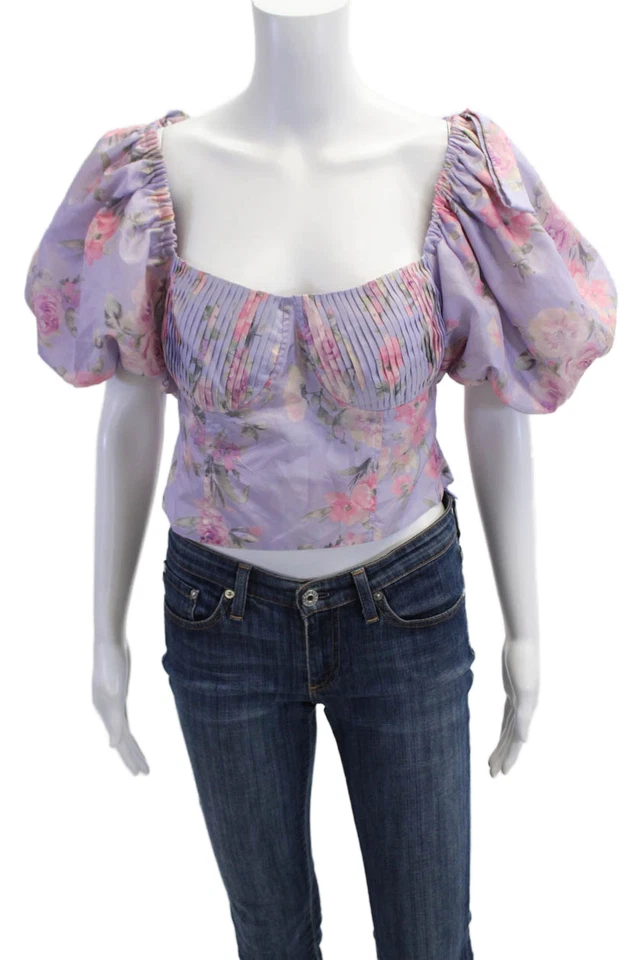 Blusa Love Shack Elegante Mujer Rosa Recortada Floral Cuello Cuadrado Talla 8 Foto 1 de 4
