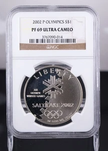 Certified 2002-P Silver $1 NGC PF69 Ultra Cameo Olympics Salt Lake  - Picture 1 of 4
