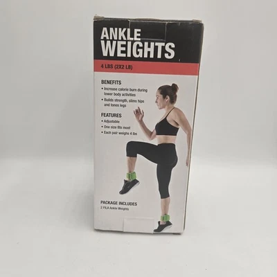 Par de pesas de tobillo ajustables Fila de 4 lb (2x2 lb) verde gimnasio de entrenamiento físico Foto 1 de 4