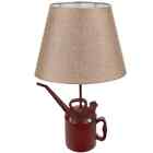 Vintage Motor Oil Can Distressed Metal Gas Pump Lamp Mancave Canvas Shade