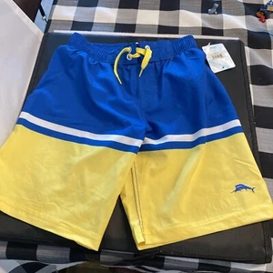 Tommy Bahama Little Boy's 5-6 Blue Yellow Mesh Lined Swim Shorts Trunks - Picture 1 of 5