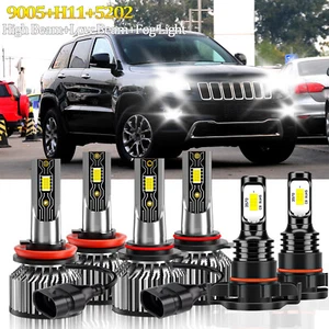 For Jeep Grand Cherokee 2011-2013 LED Headlight High Low Beam + Fog Light Bulbs - Picture 1 of 11