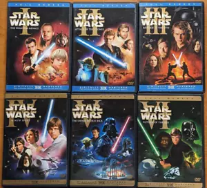 Star Wars DVD Prequel & Original Trilogy 1-6 Fullscreen Movies 9 Discs LIKE NEW! - Picture 1 of 2