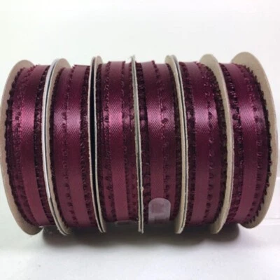 Offray Holiday Time Ribbon Burgundy 18 feet Craft Ribbon 3/16" wide 6  Rolls - Image 1 of 4