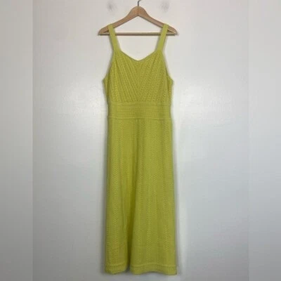Haute Hippie Crochet Midi Dress Size XL Color Neon Yellow Sleeveless NWT - Image 1 of 4