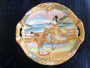 Plato de porcelana japonesa pintado a mano Kutani de colección - Imagen 1 de 3