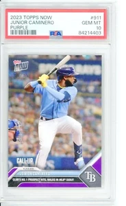 JUNIOR CAMINERO 2023 Topps Now 911 chiamata debutto prima radiocomandata viola /25 PSA 10 Pop5 - Foto 1 di 2