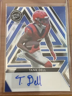 TANK DELL Auto 2024 Leaf Press Pass Premium Azul Autógrafo Texans RC #'d 3/3 Foto 1 de 4