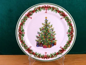 Radko Holiday Celebrations 1 Dinner Plate (s) Christmas Tree Green Rim Colombia - Picture 1 of 5
