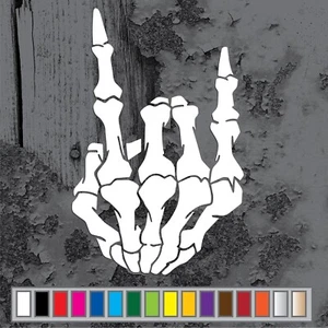 METAL HORNS ROCK ON Skeleton Hand cut vinyl decal car truck window sticker - Bild 1 von 2