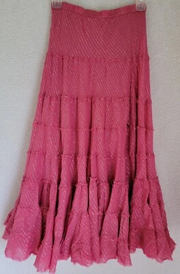 Lauren Hancook Womens Skirt Size M Medium Pink Silver Striped - Image 1 of 4