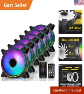RGB 120mm Case Fans in a 6-Pack - Aura SYNC Compatibility for Stunning Displays - Picture 1 of 10