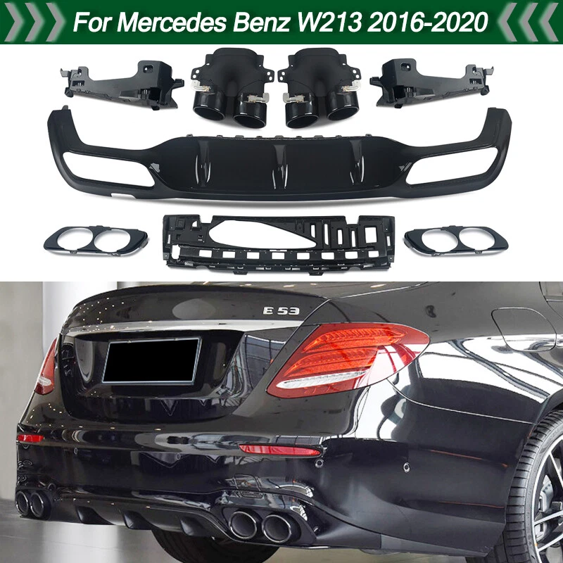 For Mercedes Benz W213 E400 E450 2016-20 A Style Rear Diffuser Lip Gloss Black Foto 1 de 4