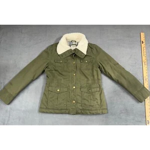 Chaqueta estilo sherpa acolchada con forro a cuadros azul marino antiguo para mujer GRANDE - Imagen 1 de 9