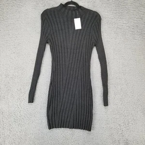 RDI Dress Womens Medium Gray Stretch Knit High Neck Long Sleeve Sweater NWT - Picture 1 of 12