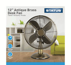 Status Metal Portable Desk Stand 16"/ 12"/18" Table Oscillating Fan Chrome Brass