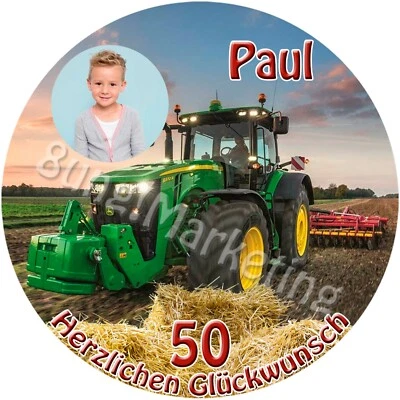 Tortenaufleger Traktor Fototorte Zuckerbild mit Foto und Text individuell (757) - Bild 1 von 4
