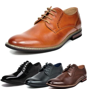 Men's Premium Leather Lined Dress Oxfords Classic Derby Shoes Wide Size 6.5-15 - Picture 1 of 34