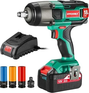 Cordless Impact Wrench, HYCHIKA 18V 350 N.m Max Torque Impact Gun Power Wrench - Picture 1 of 8