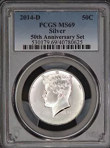 2014 D SILVER KENNEDY 50¢ 50TH ANNIVERSARY SET MS69 Blue Label Low Mintage - Picture 1 of 2