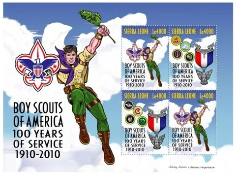 Sierra Leone- Boy Scouts of America 100th Anniversary Stamp - Sheet of 4 MNH Cover
