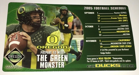 OREGON DUCKS FOOTBALL NEAR MINT 2005 MAGNETIC PHOTO SCHEDULE * KELLEN CLEMENS Cover