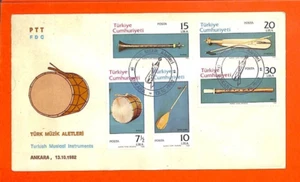 TURQUIE ( TR ) PHILATÉLIE / INSTRUMENTS MUSIQUE / ENVELOPPE 1 ER JOUR / FDC 1982 - Imagen 1 de 2