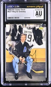 Wayne Gretzky Signed 1992-93 Upper Deck Card #621 Kings CGC AU JSA 9 Auto - Picture 1 of 2