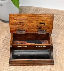 Antique Early 20th Century Oak Inkwell Stand - Picture 1 of 2
