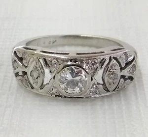 VTG Antique Art Deco 14K White Gold Diamond Ring Size 4 FZ - Bild 1 von 7