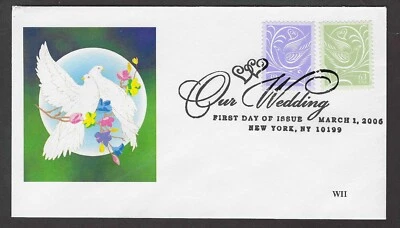 #3998-3999 39/63c Wedding Doves WII FDC Bkt singles (1+1) - Image 1 of 2