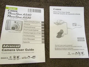 Canon PowerShot A540 A530 Digitalkamera Bedienungsanleitungen Handbücher - Bild 1 von 3