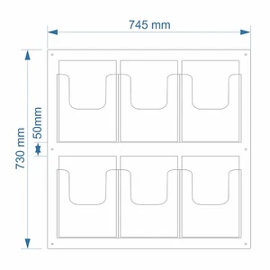 Full-View™ A4 Wall Mounted Brochure Holder Unit / Leaflet Display Panel - 6XA4 - Picture 1 of 3