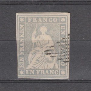 Switzerland 1855 Mi 18 II Ays 1 Fr gray black silk thread used signed - Picture 1 of 2