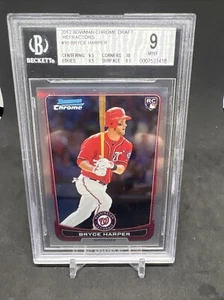 2012 Bowman Chrome Draft 10 Bryce Harper RC Draft Refractor /300 PSA 9 Phillies - Picture 1 of 6