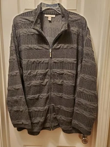 JM Collection Woman Plus Jacket 3X Light Weight Full Zip Pattern Texture Gray - Picture 1 of 8