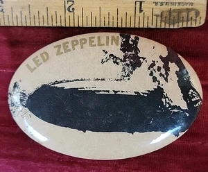 SELTEN ORIGINAL 70er Jahre "LED ZEPPLIN" PINBACK/BUTTON/KONZERT/SCHWANENGESANG/SCHWARZER HUND - Bild 1 von 10