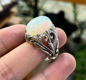 Natürlicher äthiopischer feuerweißer Opal Ring Sterlingsilber Ring AAA große Qualität Opal - Bild 1 von 4