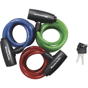Master Lock Bike Lock/Cable, 3-Pack, Blue, Green and Red, Keyed Alike, Model# - Picture 1 of 4