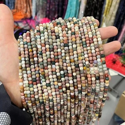 4mm Natural Tiny Faceted Cube Square Alxa Alashan Agate Beads for Jewelry Making - Image 1 of 3