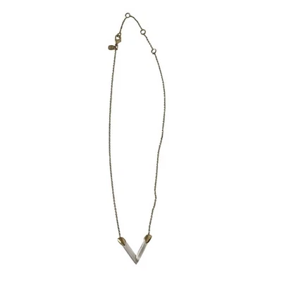Alexis Bittar Clear Lucite V Necklace Capped Ends Gold Tone Minimalist Rare - Image 1 of 4