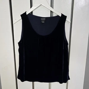 Citron Santa Monica Dark Blue Velvet Tank Top Rayon Silk Blend Large Whimsygoth - Picture 1 of 6