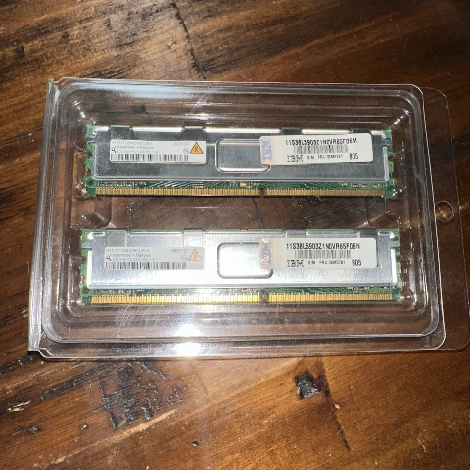 (Lote de 2) 2GB Qimonda HYS72T128420HFA-3S-A 1GB 2RX8 PC2-5300F-11-BO MEMORIA IBM Foto 1 de 4